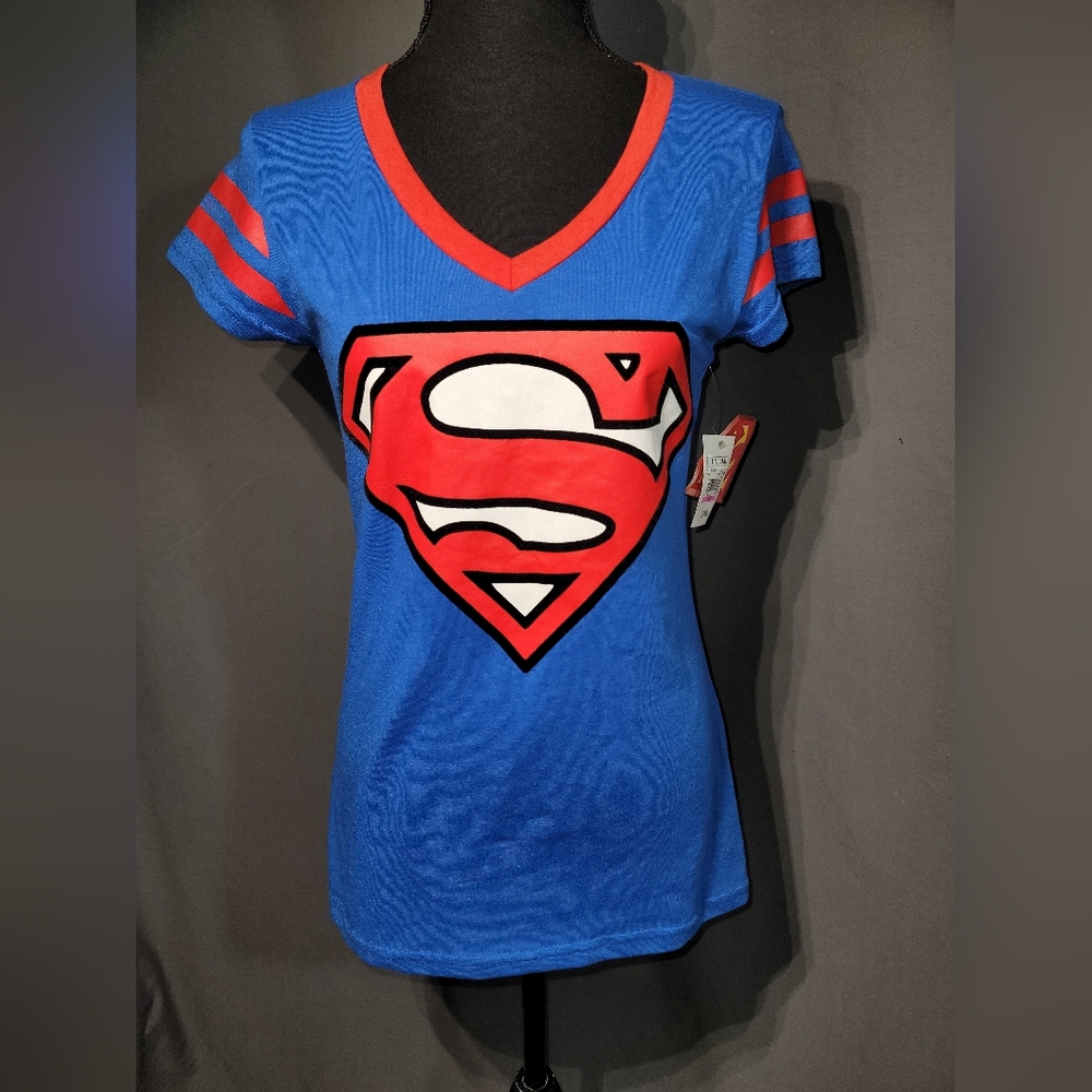 DC Comics Blue and Red Superman Logo Women's Tee
